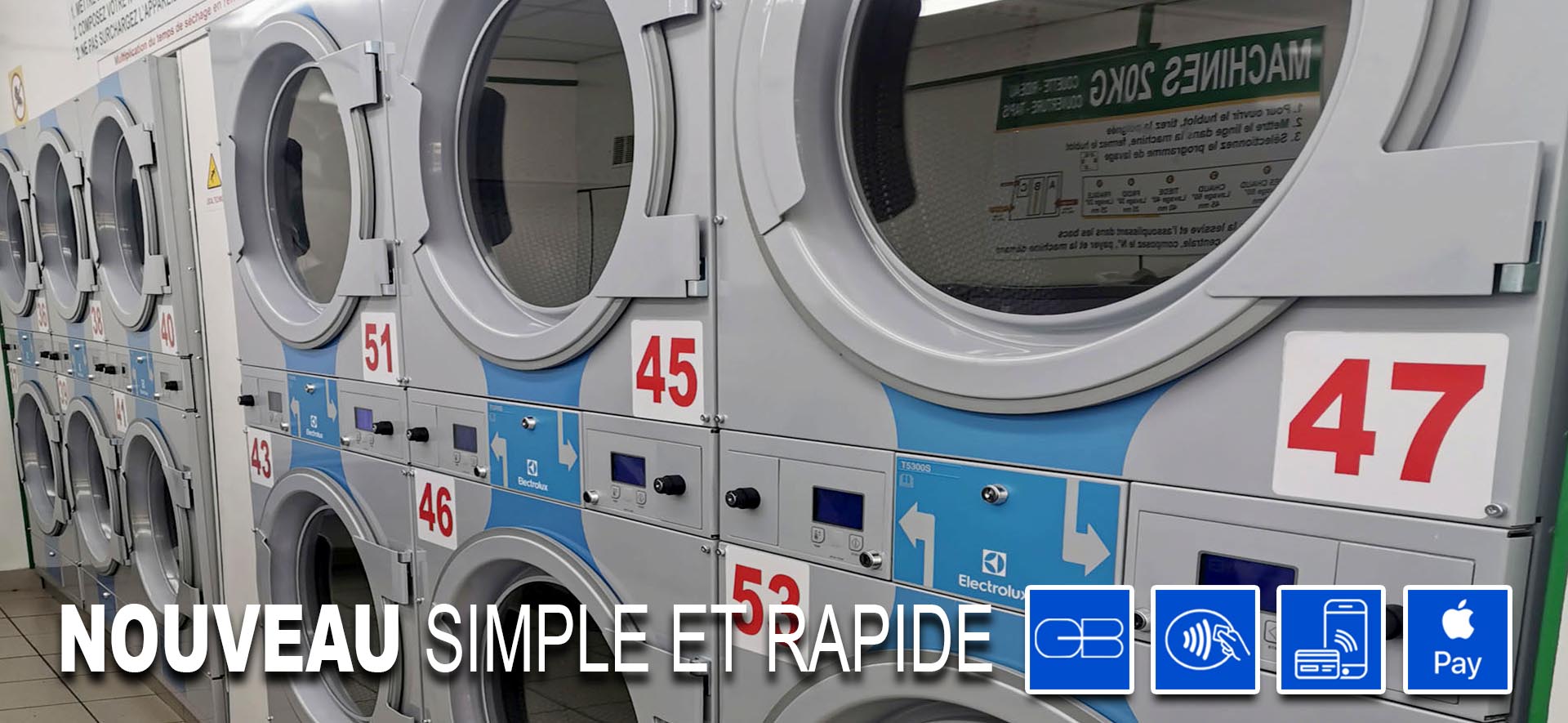Laverie Automatique à La Courneuve, 18 Machines à laver et 12 séchoirs